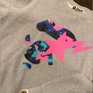 Grey BAPE x Kid Cudi crewneck sweater